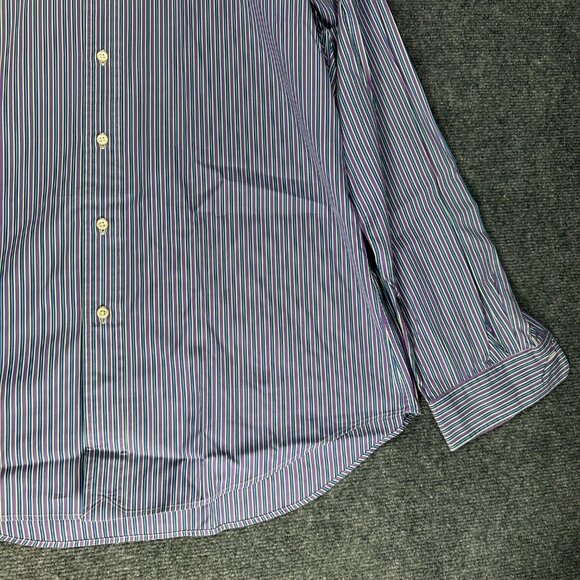 Ralph Lauren Shirt Mens 16.5 Custom Fit Button Down Purple Blue Stripe Cotton - Picture 2 of 8
